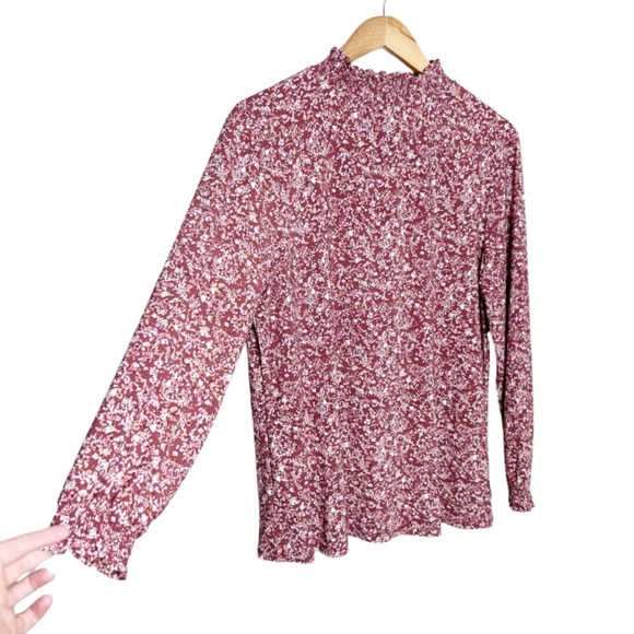 New with Tag Anne Klein Women's Mauve Pink Floral Long Sleeve Turtleneck Blouse - Picture 7 of 16